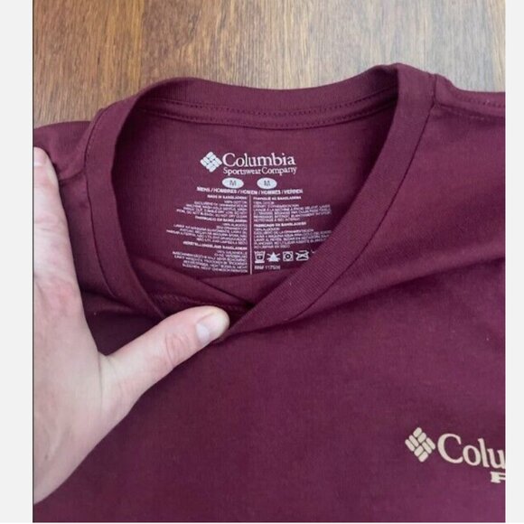 Columbia PHG Men's Burgundy/Maroon Long Sleeve Graphic Print T-Shirt M medium - Picture 2 of 3